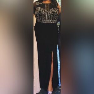 Elegant Black Beaded Evening Gown
